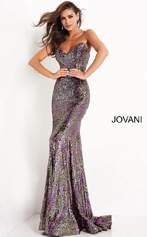 Jovani 04155 Long Strapless Sequin Prom Dress