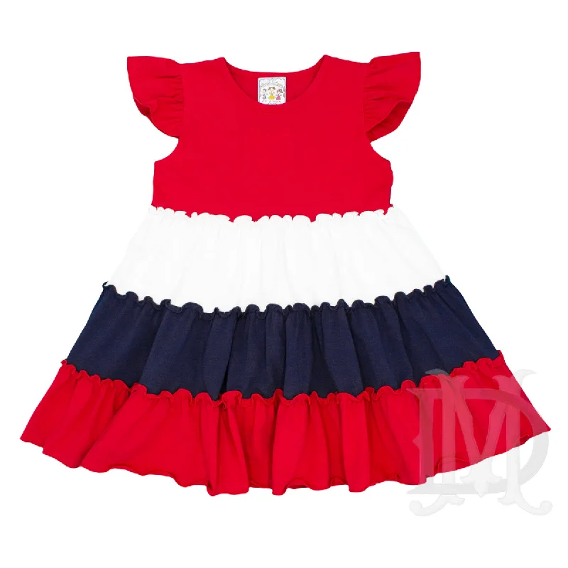 Americana Colorblock Tiered Dress