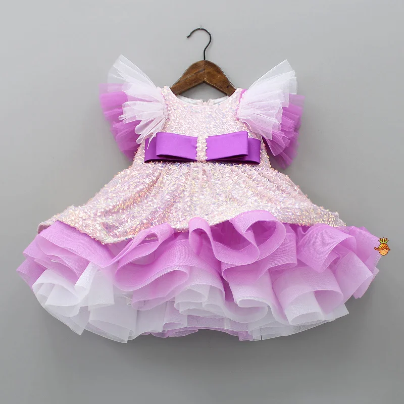 Pre Order: Purple Sequined Ruffle Dress