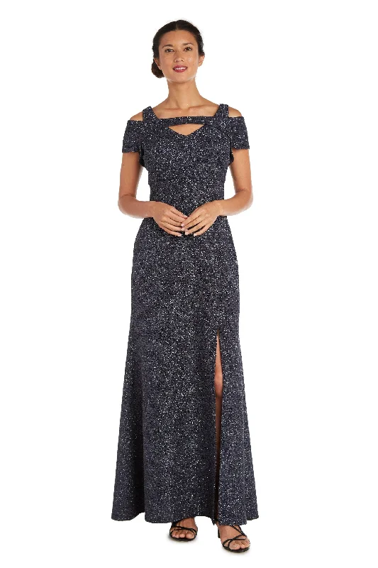 Nightway Long Formal Glitter Knit Dress 22029