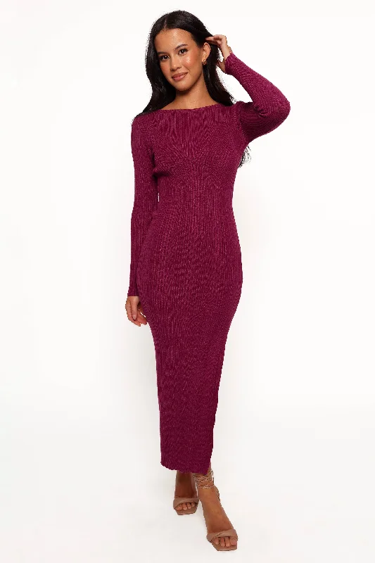 Mattie Long Sleeve Maxi Dress - Plum