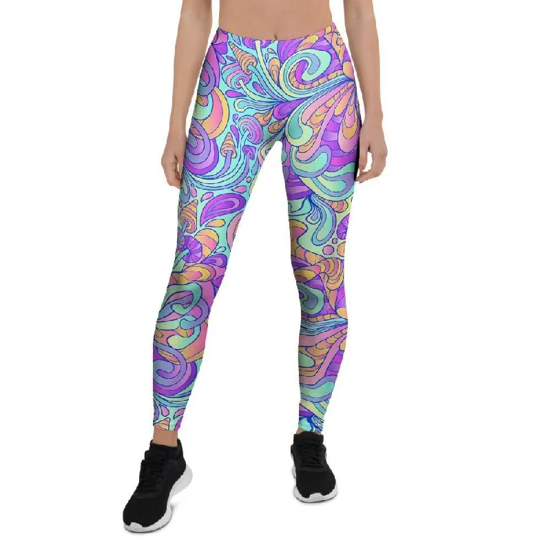 Holographic Floral Psychedelic Women's Leggings