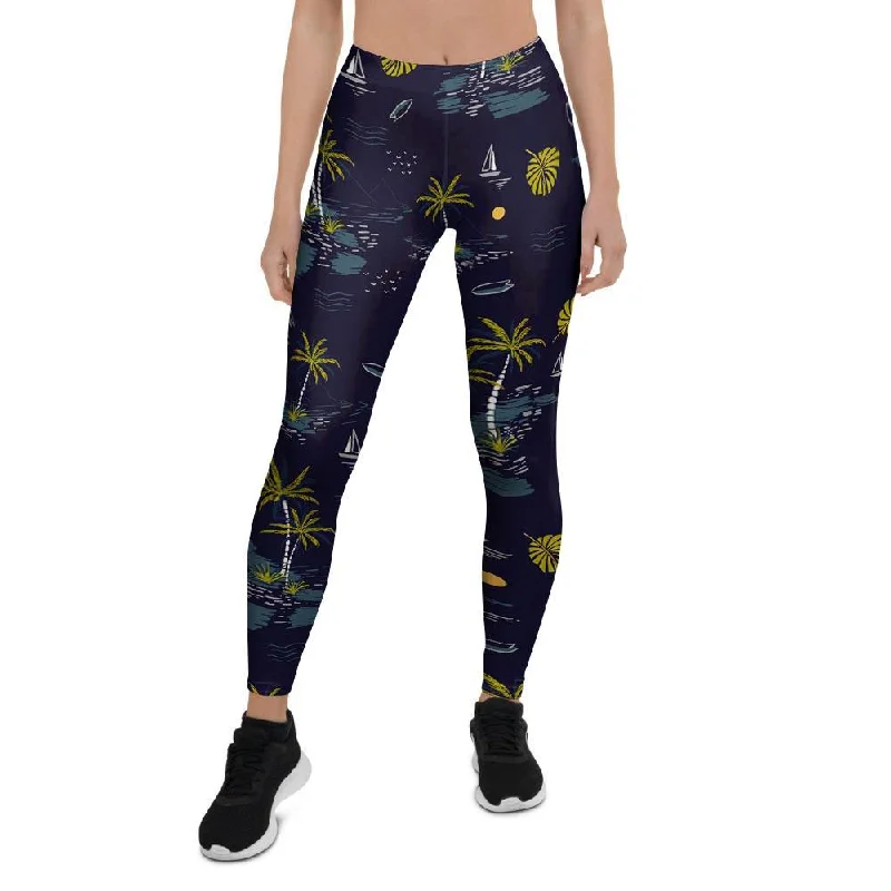 Island Palm Tree Hawaiian Print Women's Leggings