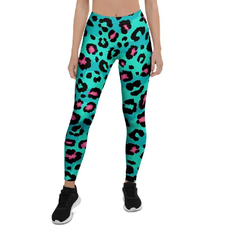 Leopard Teal Print Women's Leggings