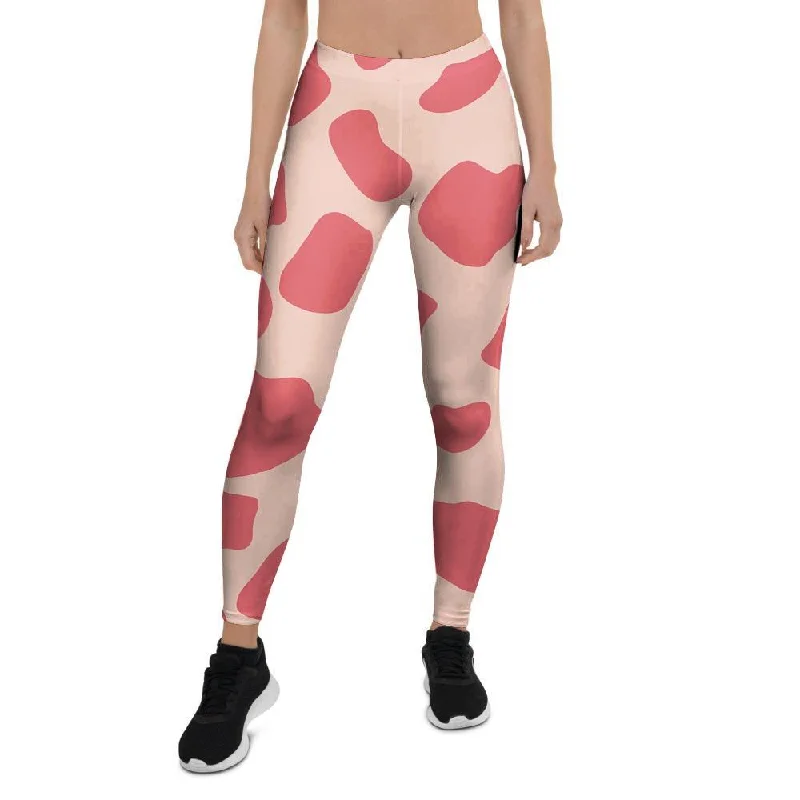 Light Pink Cow Print Women's Leggings