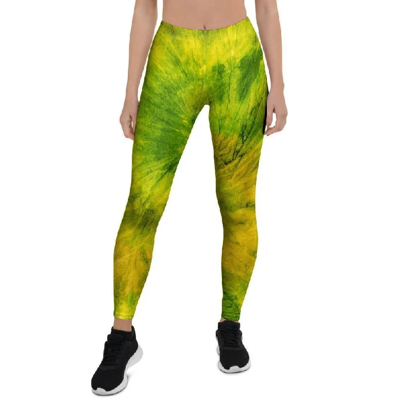 Lime Green Tie Dye Women's Leggings