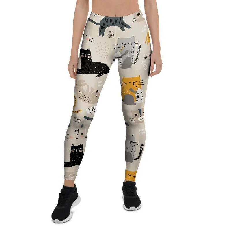 Meow Cat Print Women's Leggings