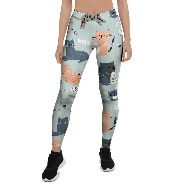 Meow Meow Cat Print Women's Leggings