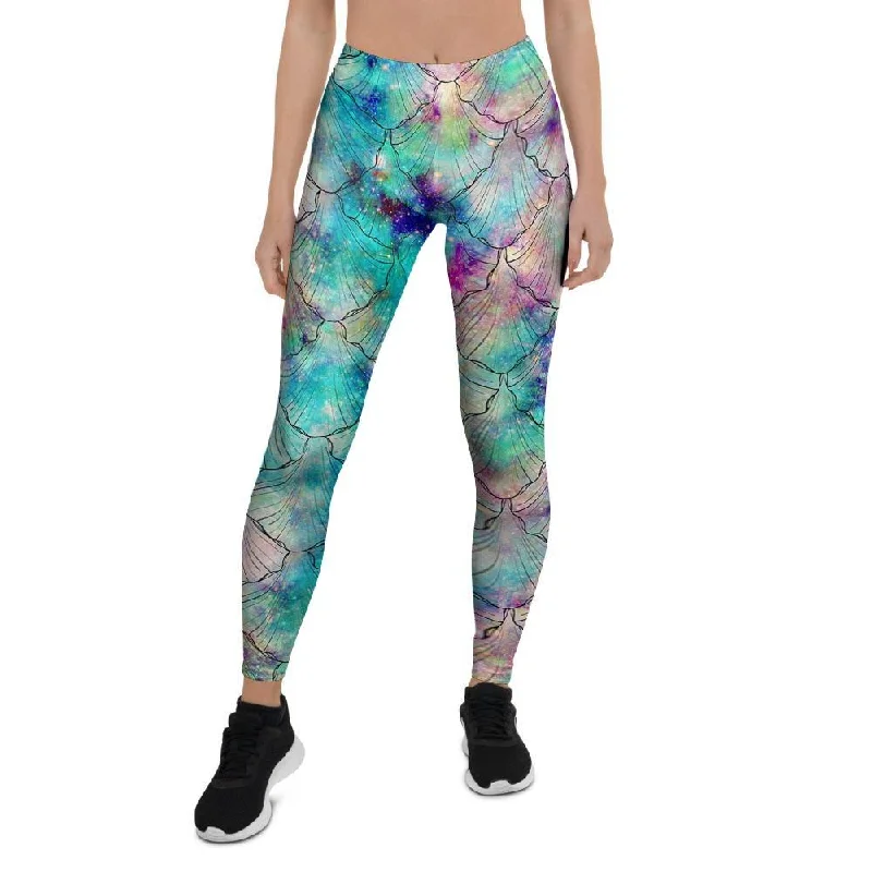 Mermaid Galaxy Print Women's Leggings