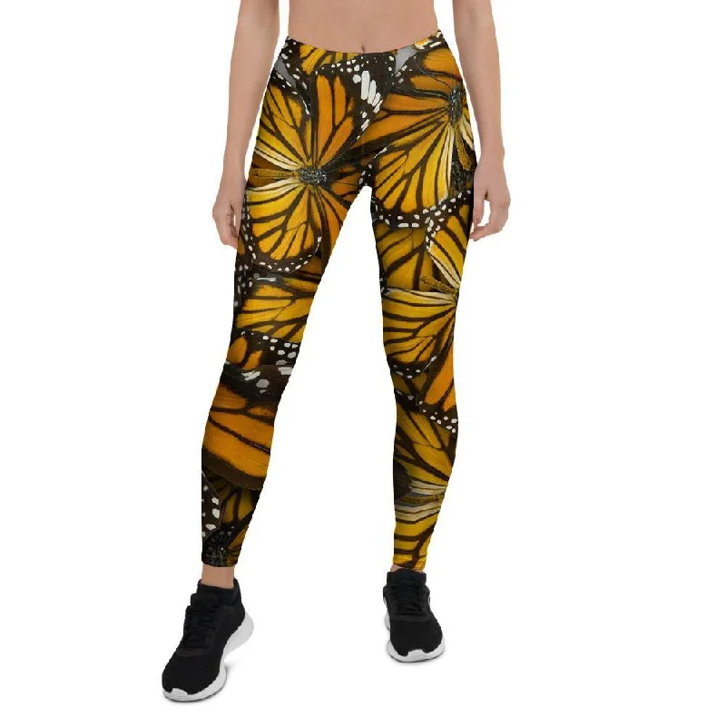 Monarch Butterfly Pattern Print Women's Leggings