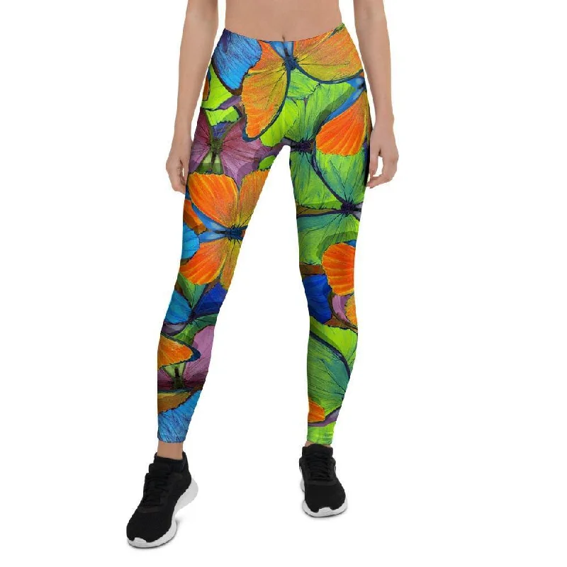 Multicolor Butterfly Print Women's Leggings