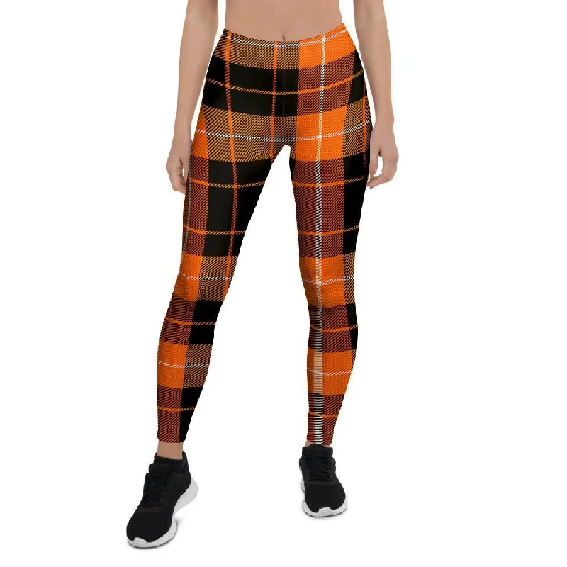 Orange Plaid Tartan Women's Leggings