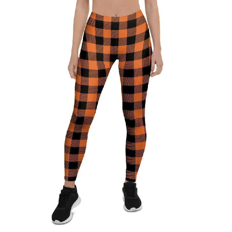 Orange Plaid Women's Leggings