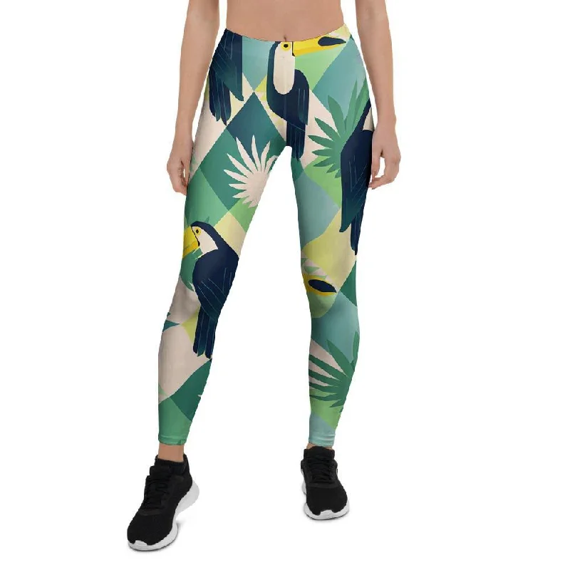 Patchwork Tropical Toucan Print Women's Leggings