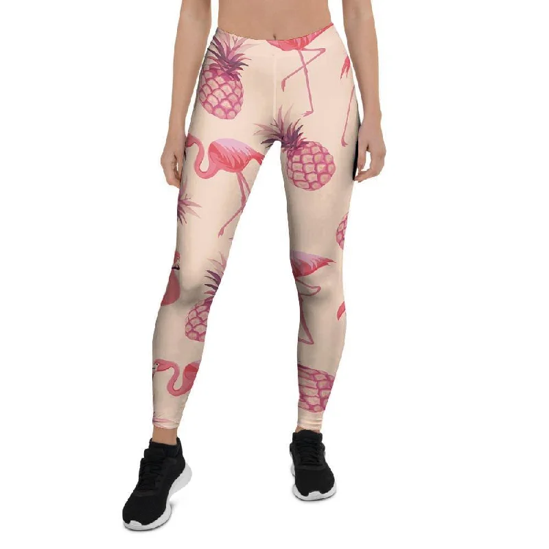 Pineapple Flamingo Print Women's Leggings