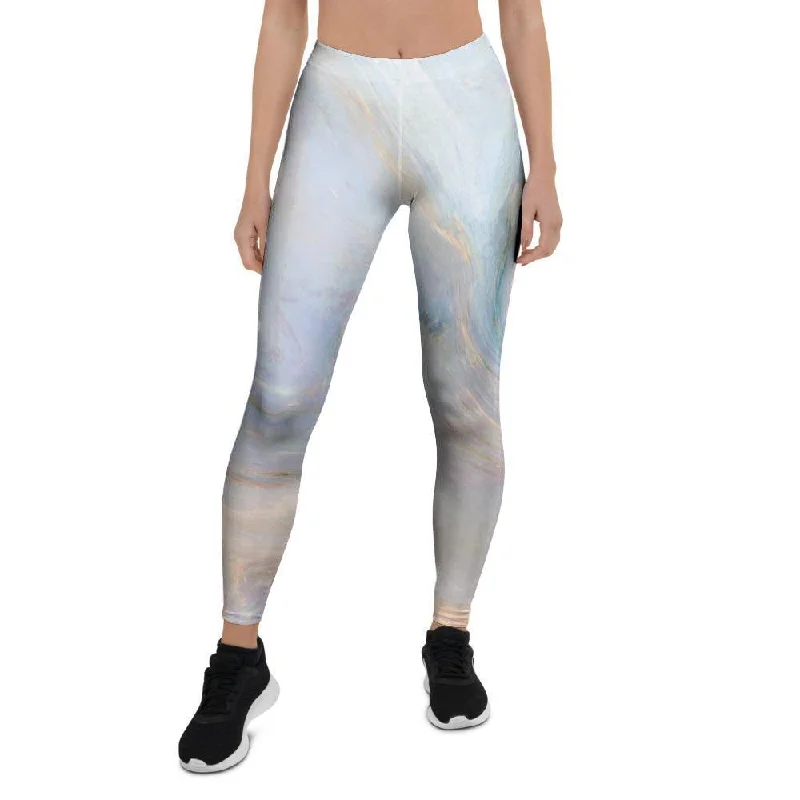 Pink Beige Marble Women's Leggings