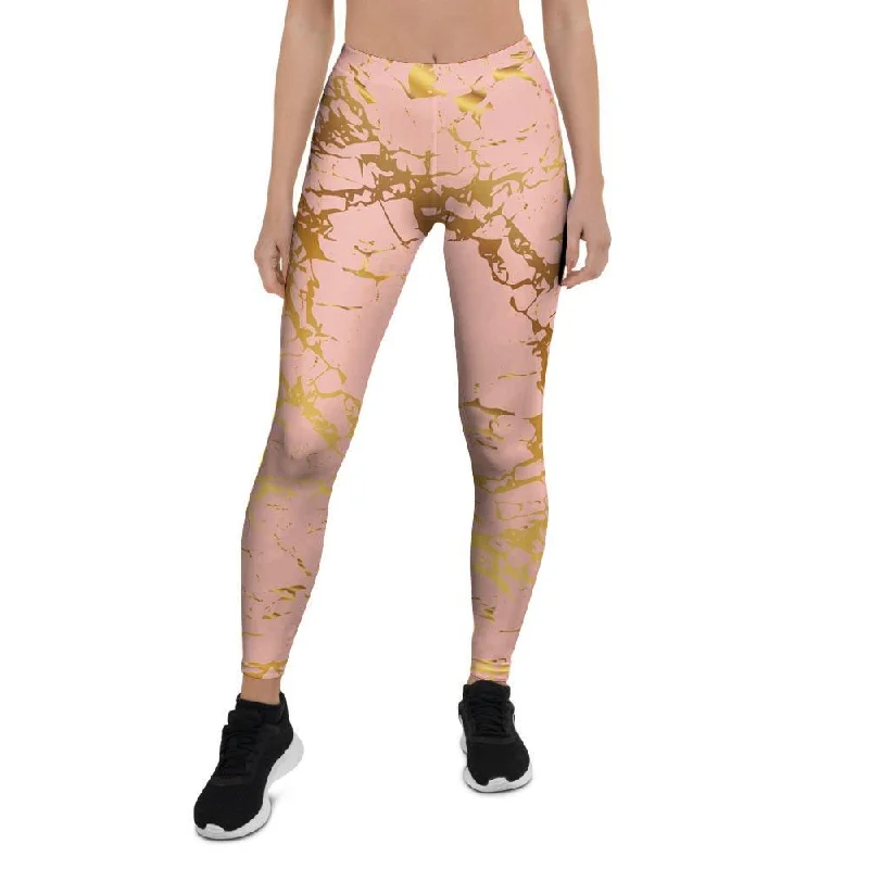 Pink Gold Marble Women's Leggings