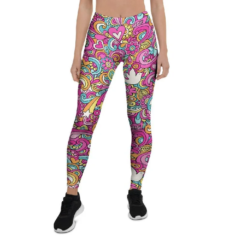 Pink Hippie Psychedelic Women's Leggings