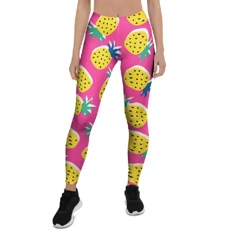 Pink Pineapple Print Women's Leggings