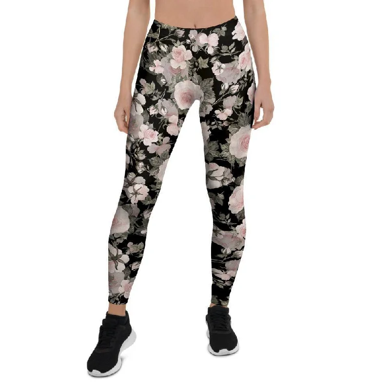 Pink Rose Floral Pattern Print Women's Leggings