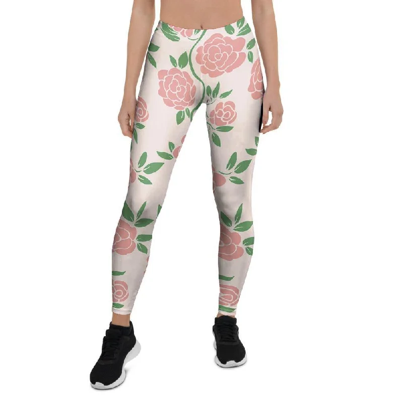 Pink Rose Flower Women's Leggings