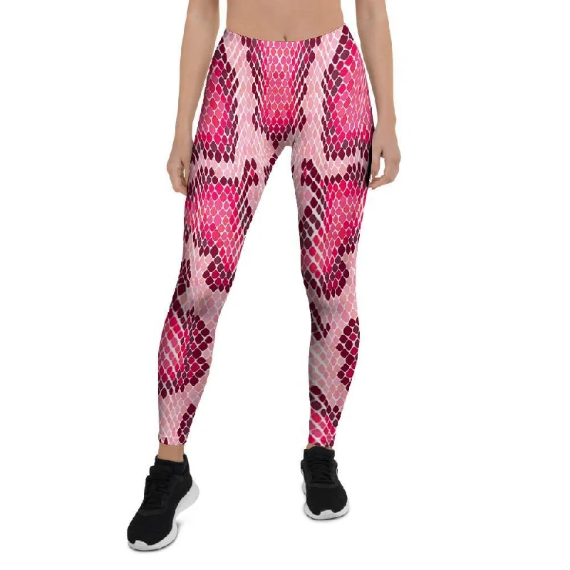 Pink Snakeskin Print Women's Leggings