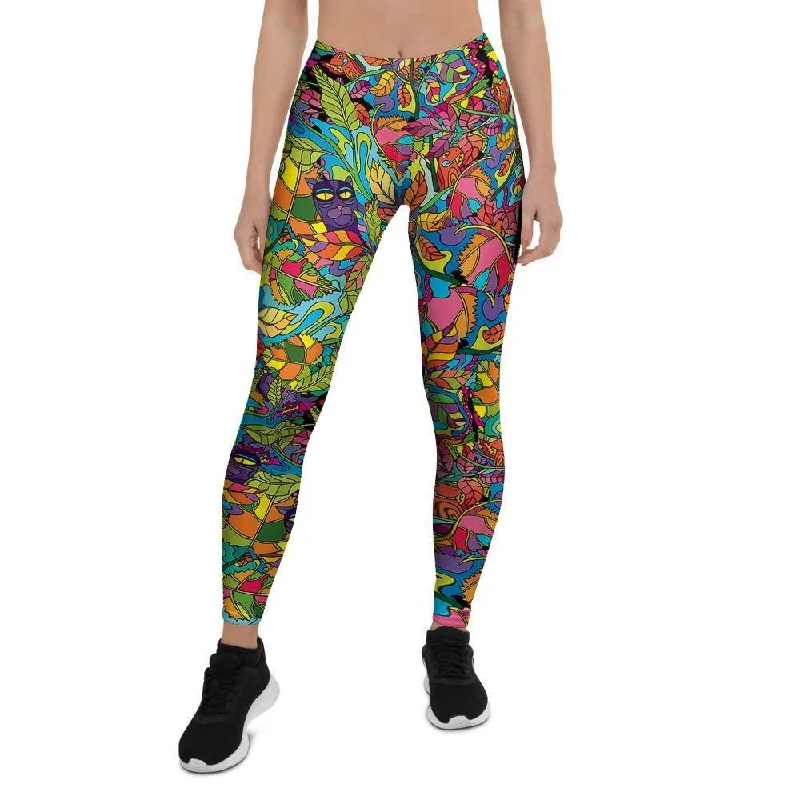 Psychedelic Jungle Forest Floral Women's Leggings