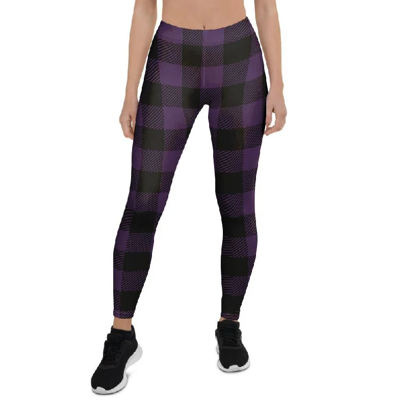 Purple Buffalo Plaid Women's Leggings