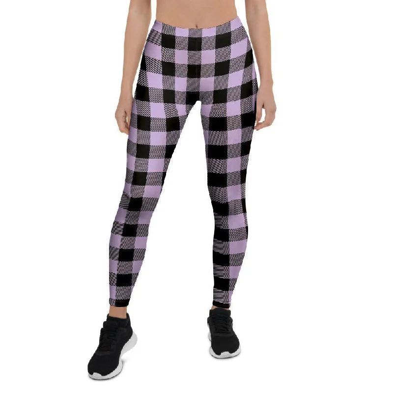 Purple Violet Plaid Women's Leggings