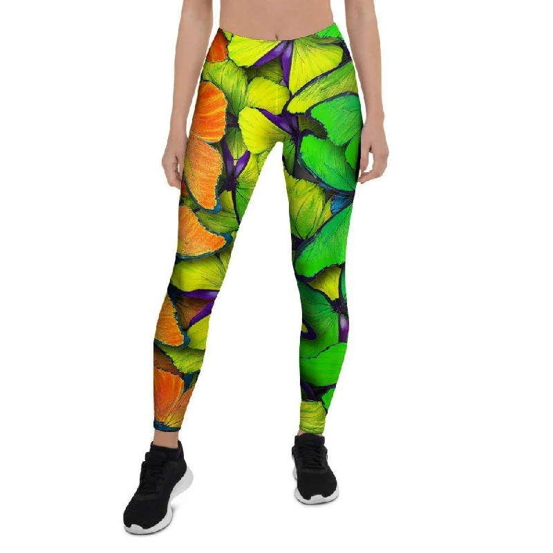 Rainbow Butterfly Print Women's Leggings