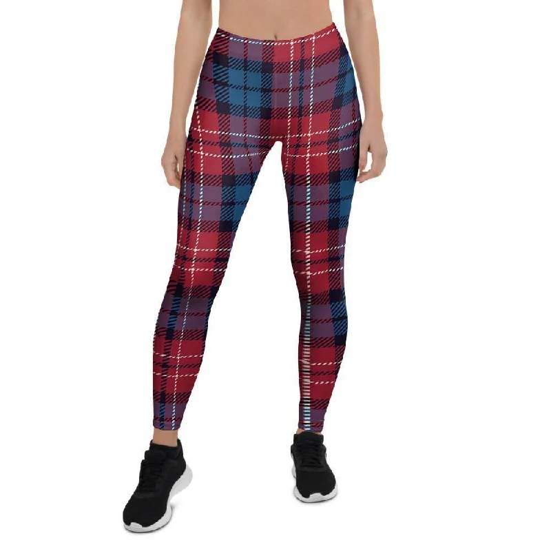 Red And Blue Plaid Tartan Women's Leggings