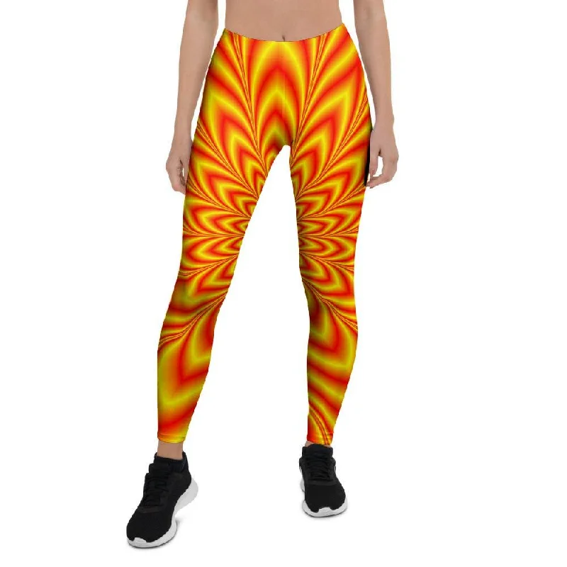 Red and Yellow Abstract Optical illusion Women's Leggings