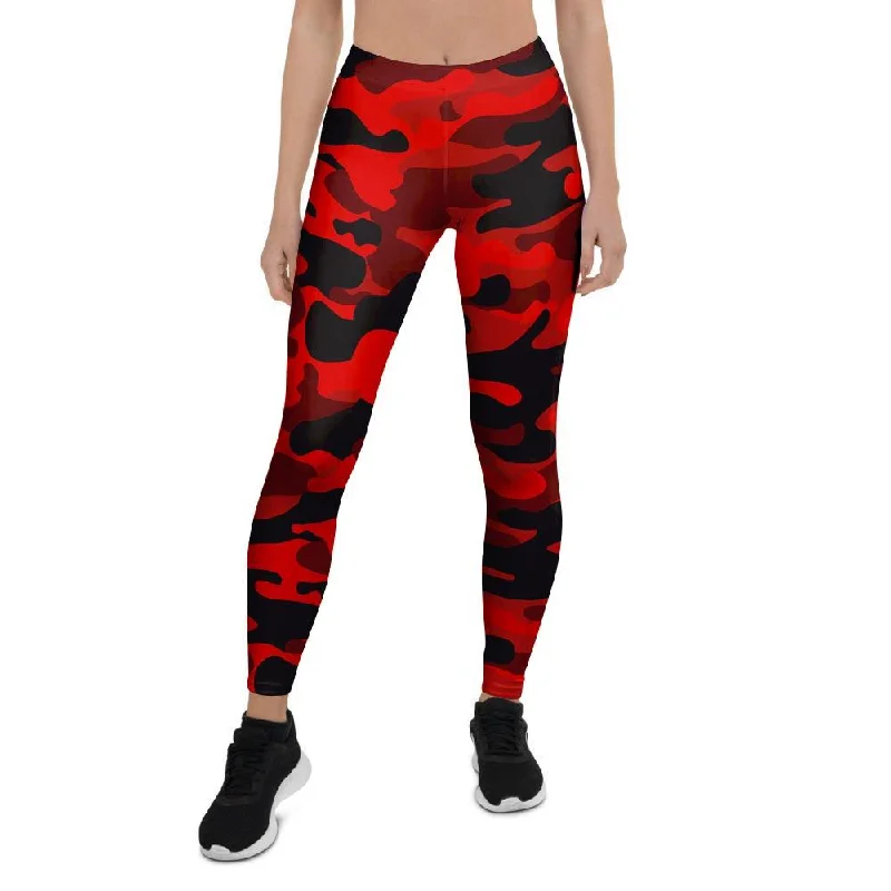 Red Camo Print Women's Leggings