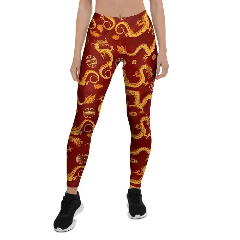 Red Chinese Dragon Women's Leggings