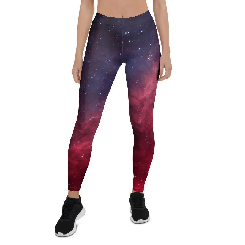 Red Cosmic Galaxy Space Women's Leggings