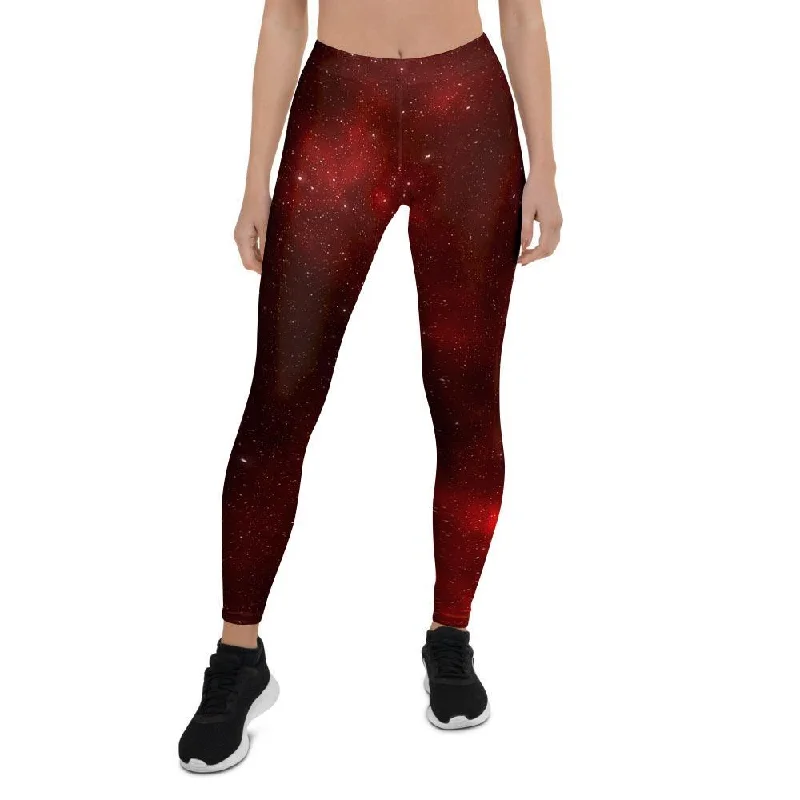 Red Nebula Galaxy Space Women's Leggings