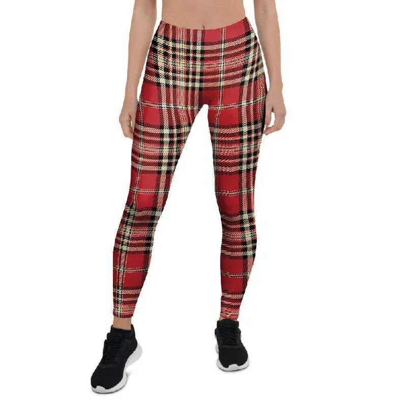 Red Plaid Tartan Scottish Women's Leggings