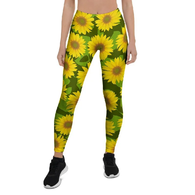 Sunflower Flower Print Women's Leggings