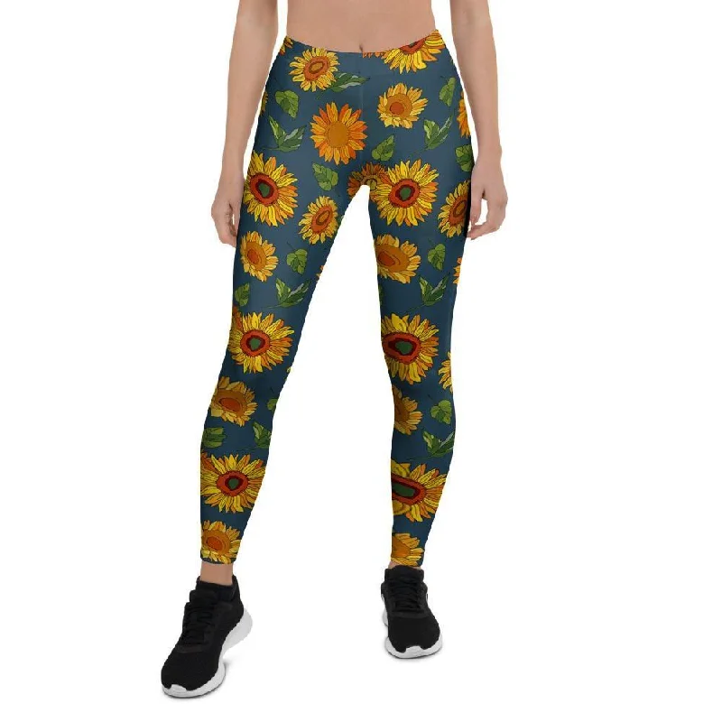 Sunflower Print Women's Leggings