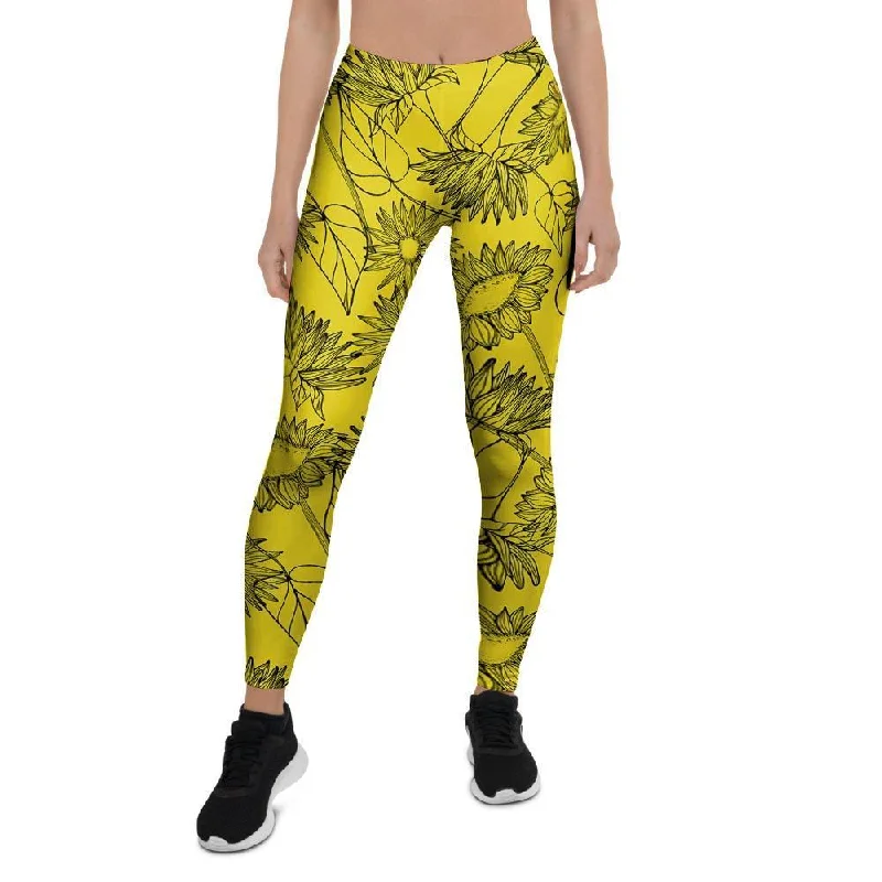 Sunflower Yellow Print Women's Leggings